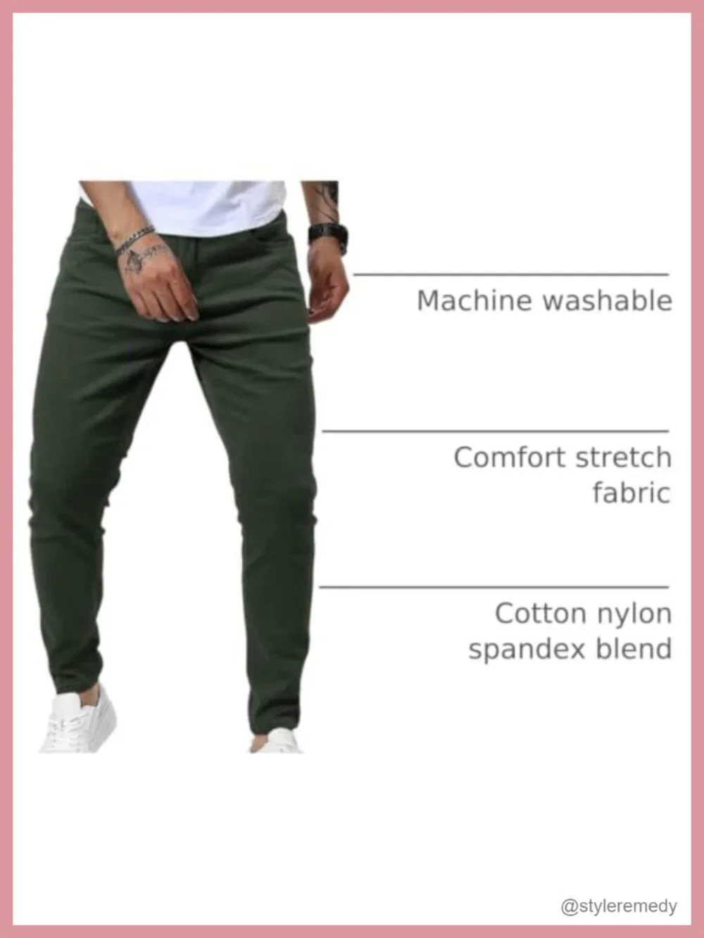 Men's Slim Fit Stretch Twill Chinos Skinny Tapered Five Pocket Casual Dress